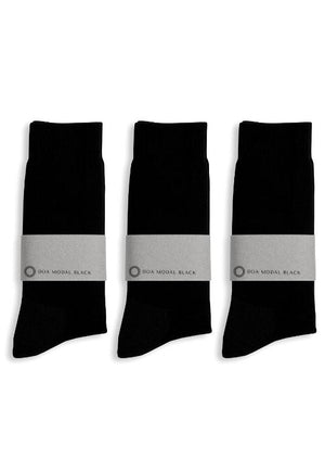 Modal BLACK Unisex Comfort Cuff Black Socks (3-pack)