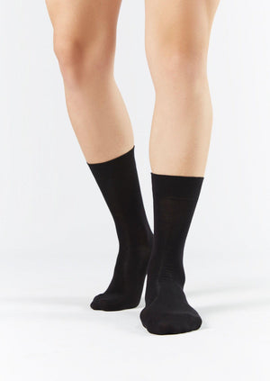 Modal BLACK Unisex Comfort Cuff Black Socks (3-pack)